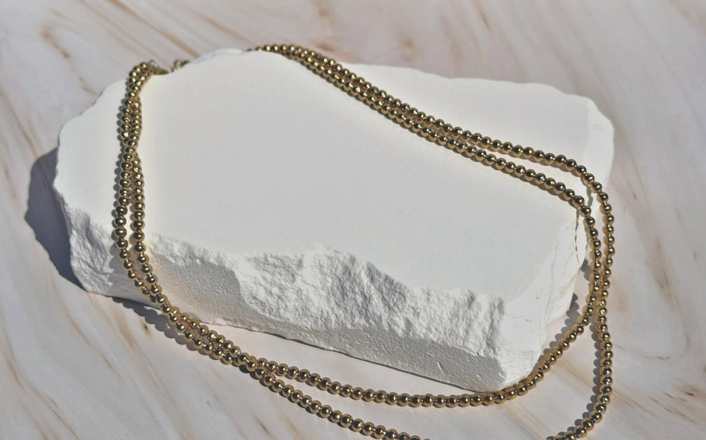 Chic Stainless Steel Gold Plated Beads Necklace