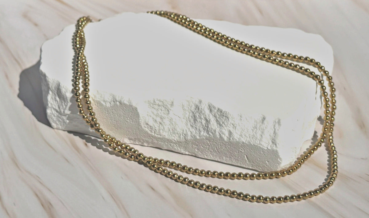 Chic Stainless Steel Gold Plated Beads Necklace