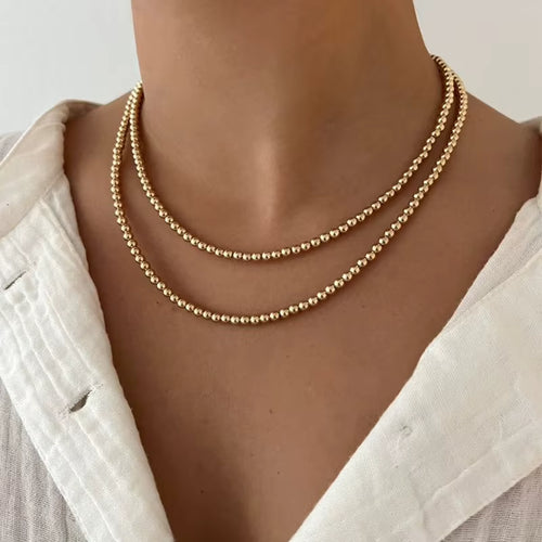 Chic Stainless Steel Gold Plated Beads Necklace